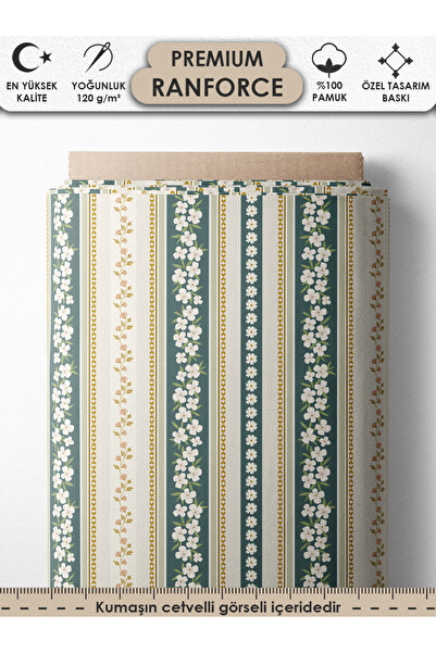 FabricsTown %100 Pamuk Ranforce Kumaş 100x240 cm 120 g/m² Dijital Baskı Premi...