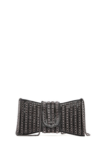 Derimod Women's Black Long Strap Stoned Mini Box Evening Dress Bag 26Sbd2952Ts