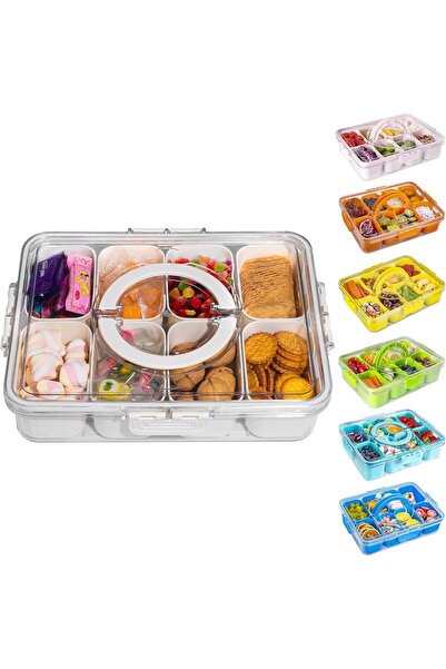 Arabest صينية تقديم وجبات خفيفة مقسمة مع غطاء ومقبض، صندوق وجبات خفيفة للسفر،...