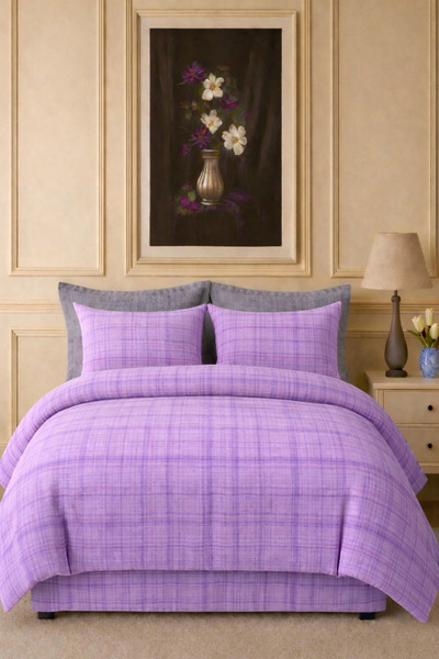 İQON Flat Sheet Pcs Duvet Cover Set Single Pütürlü Lila-Pgri