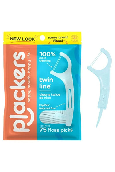 Plackers Dental Floss Set, Plackers, Twin Line, Fast Cleaning, Very Strong, 75u