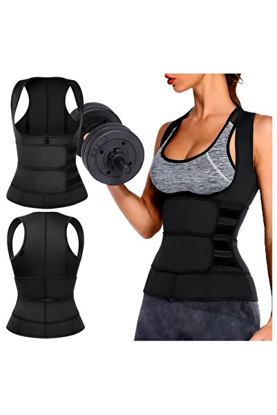 zola Women's Scuba Fabric fitness vest, sauna effect, with zipper and belt, L...