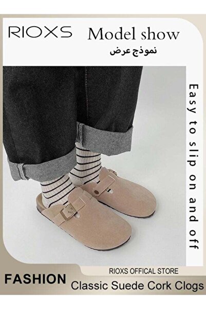 RIOXS Unisex Suede Clogs, Premium Suede Leather Clogs Sandals for Men Women, ...