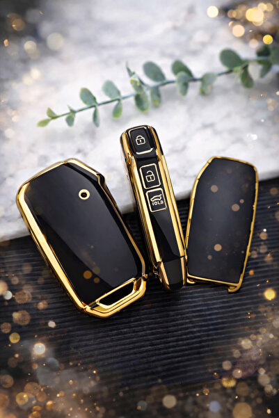 YıldızTuning غطاء مفتاح ذكي لسيارة كيا نيرو، إكسسوار باللون الأسود والذهبي