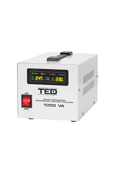 TED Electric Automatic Mains Stabilizer 1000VA 600W with LCD Screen and Servo...
