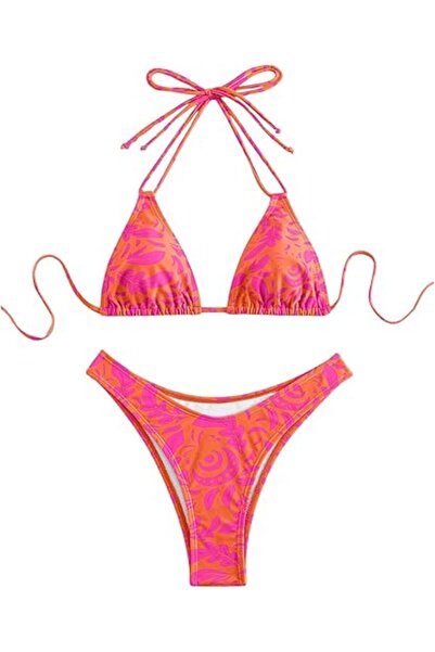 Dotail GORGLITTER women's swimsuit, 2 pieces, floral, pink and orange, size XS