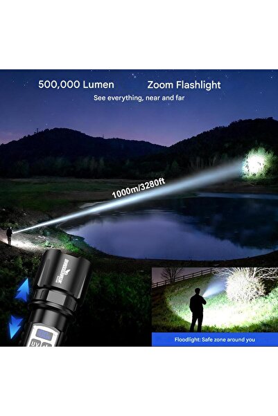 SHADOWHAWK Φακός επαναφορτιζόμενος LED/UV 2 σε 1 500.000 lumen με ζουμ, 4 λει...