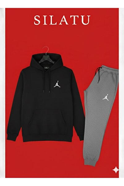 SILATU 2-Piece Printed Black Tracksuit Set