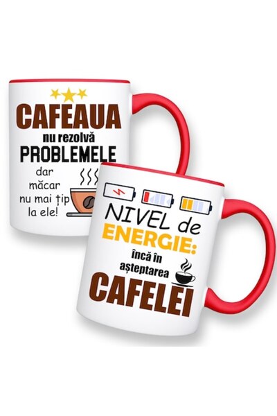 OEM Set of 2 mugs with funny message: "Coffee doesn't solve problems, Energy ...