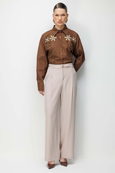 Ekol Belted Wide-Leg Pleated Trousers