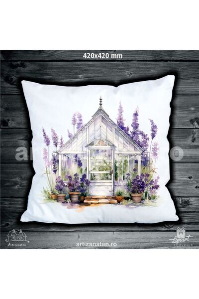 LimArt Decorative pillow, 45x45 cm, with printed design White Greenhouse with...