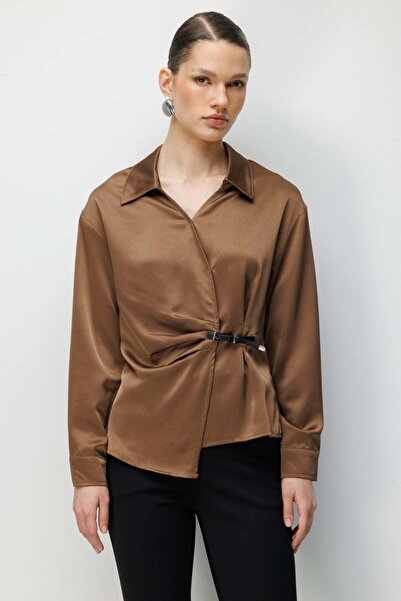 Ekol Kemer Detaylı Büzgülü Bluz