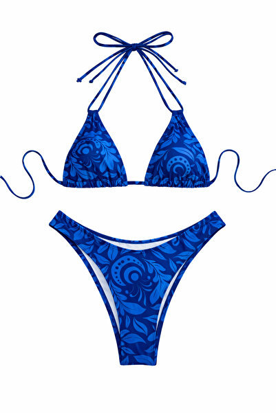 Dotail GORGLITTER women's swimsuit, 2 pieces, floral, blue, M