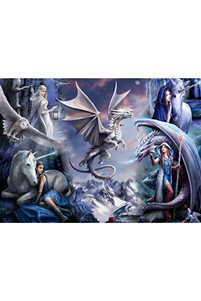 Bluebird Puzzle 1500 pieces - Anne Stokes: Silver Dragon Collage (Bluebird-Pu...