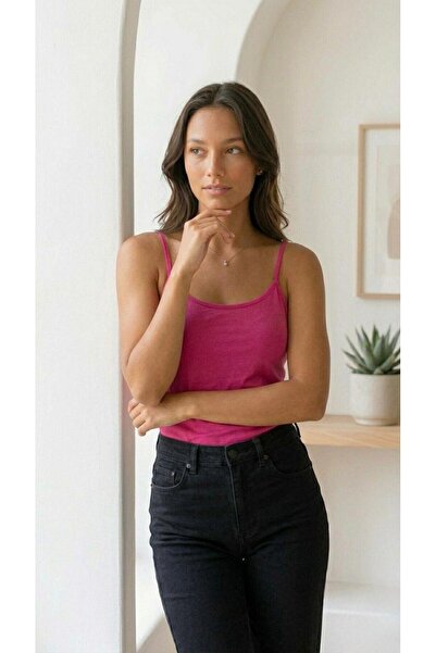 THEBEK قميص نسائي بدون أكمام مع حزام من الخيط