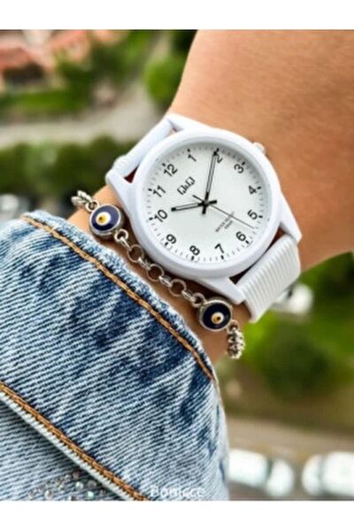 Q&Q Original 2 Years Guaranteed Waterproof Unisex White Color Wrist Watch