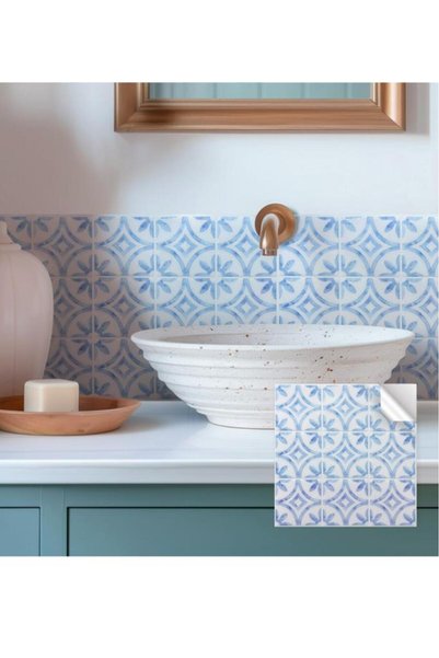 Renkli Duvarlar 30×30cm Azure Blue Epoxy 1 Piece 3D Adhesive Wall Panel Paper Sticker Kitchen Bathroom Living Room Office
