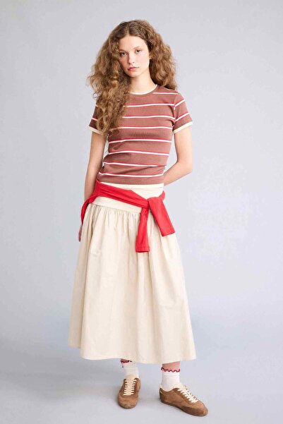 DeFacto A croială talie înaltă poplin Fustă Midi F7993AX26SP