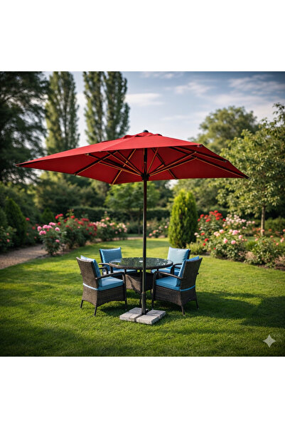 erta 3 Metre Kare Ahşap Iskeletli Bahçe Şemsiyesi Tüm Renk Seçenekleriyle Tab...