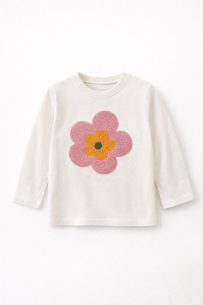 BALKABAĞI Süzene Broderie cu flori Ecru tricou Mânecă lungă basic bumbac 100%...