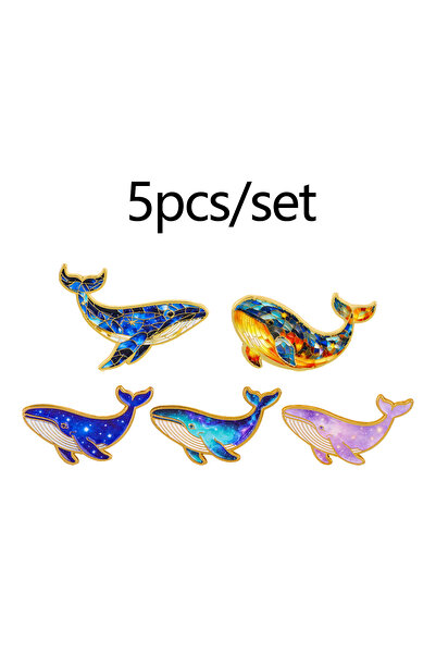 Choice5 8 دبابيس معدنية ملونة على شكل حيتان مطلية بالمينا، حيوانات بحرية مضحك...