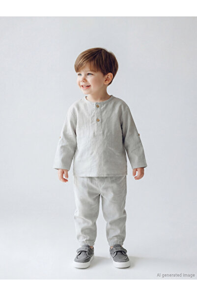 LC Waikiki Lcw Baby Gray Baby Boy T-Shirt and Pants Set