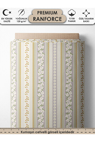 FabricsTown %100 Pamuk Ranforce Kumaş 100x240 cm 120 g/m² Dijital Baskı Premi...