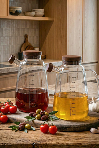 Porsima LM-0109 Livra Kapaklı Borosilikat Cam 2li Yağlık Sirkelik Yağdanlık S...