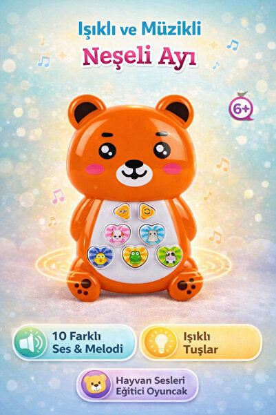 DENAPCAL Sesli Işıklı Müzikli Ayıcık Bebek Piyanosu - Müzikli Işıklı Bebek Pi...