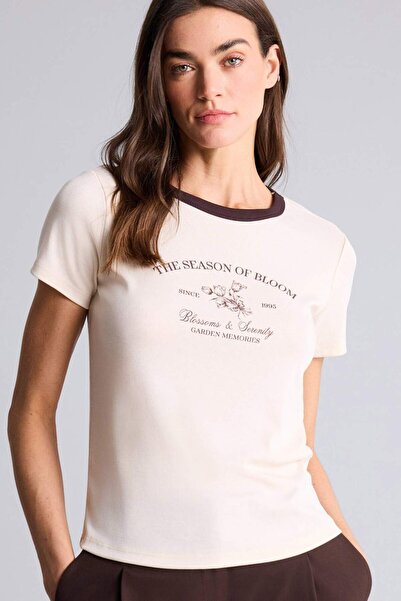 DeFacto Regular Fit Printed Rib Knit T-Shirt H1403Ax26Sm