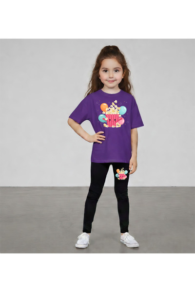 CACTUS COLLECTION SET CU IMPRIMEU POPCORN, BLUZĂ ȘI PANTALONI tricou LEGGINGS