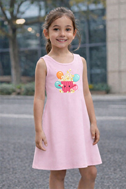 CACTUS COLLECTION فستان صيفي للفتيات مطبوع عليه بوبكورن