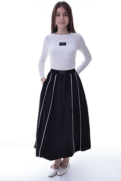 CARLA MARA Girl's Striped Balloon Skirt Black