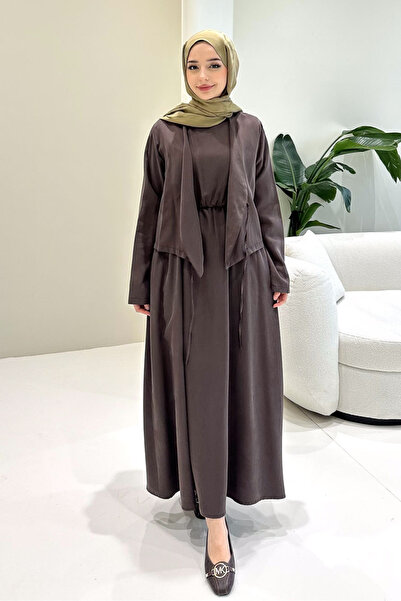 Ovn. Novera Jileli Elbise Takım - Kahverengi