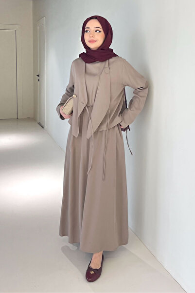 Ovn. Novera Jileli Elbise Takım - Vizon