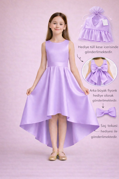 nsmkidslife Βραδινό Φόρεμα για Κορίτσια – Ασύμμετρη Γραμμή σε Λιλά Χρώμα, Φόρ...