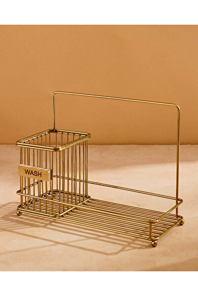 REDTAG Gold Rectangle Metal Sink Tray For Soap And Sponge