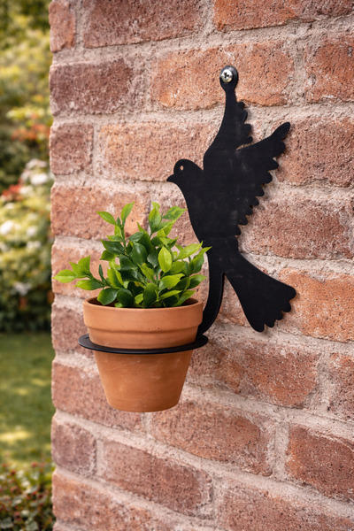 Binbirreyon Metal Duvar Saksı Askısı Kuş Şekilli Askı Toprak Saksı Ve Yapay Ç...