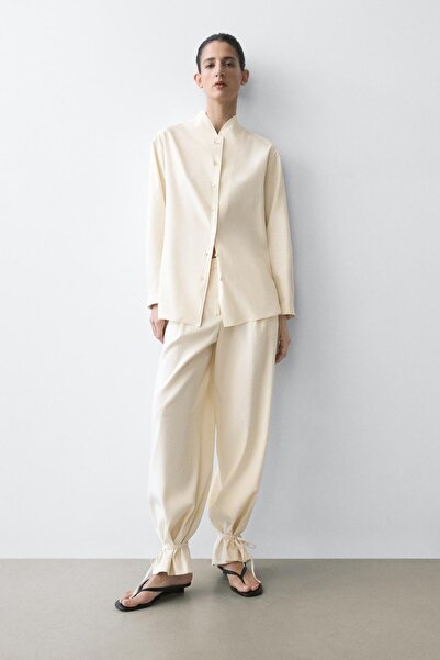 Massimo Dutti Yaka detaylı dökümlü ince ceket