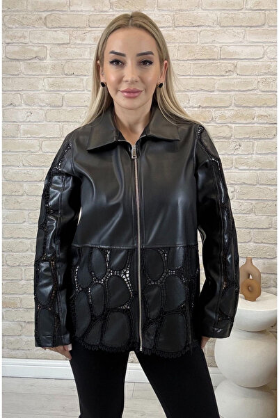 Muna Boutique معطف Santre Imported Black للنساء D جلد - تصميم طويل