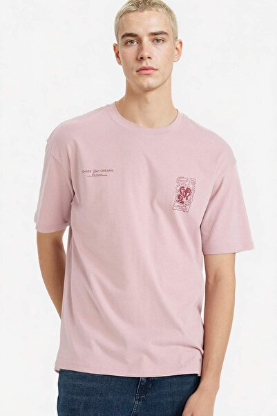 DeFacto 100% Cotton Boxy Fit Printed T-Shirt F9926Ax26Sp