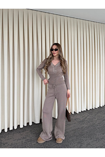 Laluvia Mink Double Knitwear Set of Lace - 2602