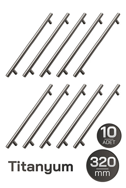 Badem10 (10 ADET) Alteta 320 mm Titanyum Renk Metal Mobilya Mutfak Dolap Çekm...