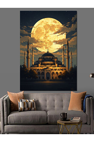 KanvasSepeti Gece Dolunay Yüksek kaliteli yağlı boya dokulu Kanvas Canvas Tab...