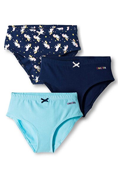 Pine kids Cotton Knit Unicorn Print (Pack of 3) - Light Blue & Navy Blue