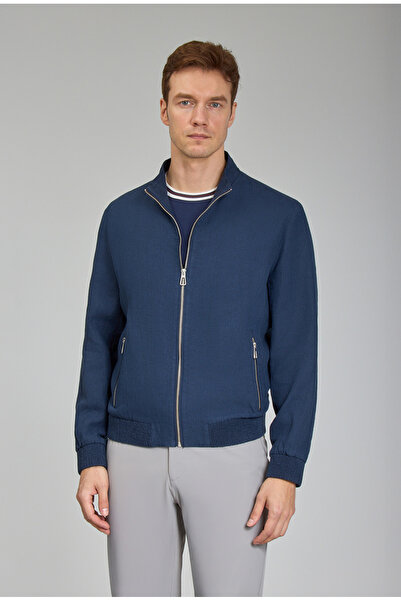 Bisse Navy Blue Summer Linen Men's Coat