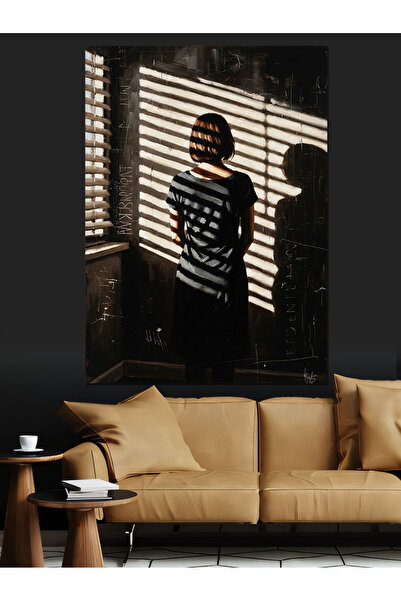 KanvasSepeti Μπροστά από το παράθυρο Υψηλής ποιότητας ελαιογραφία Με υφή Καμβ...