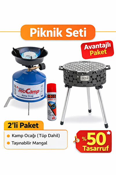 İksa Mocamp Kamp Ocağı ve Katlanabilir Mangal Piknik Seti Küçük