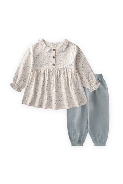 Cigit Muslin Shalwar Set 1-8 Years Ecru