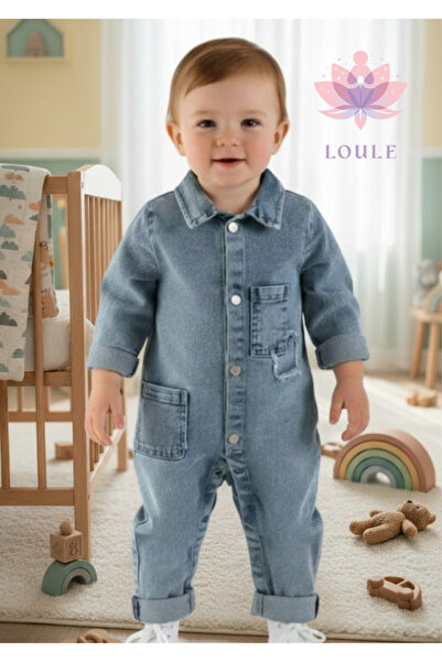 Loule بذلة دينم للأطفال ياقة قميص